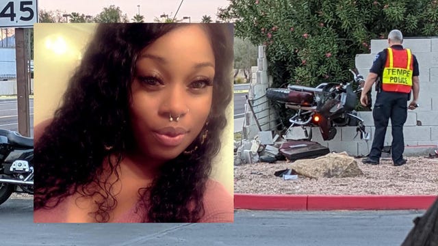 Tempe motorcyclist crashes into wall: Mother of 2 killed, driver critically injured