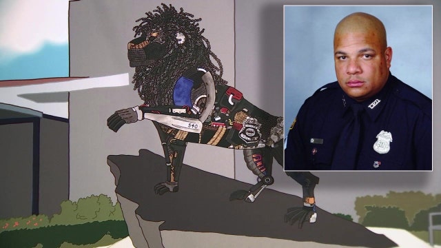 Artist using salvaged patrol car parts in sculpture dedicated to fallen Tampa officer