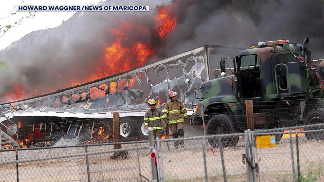 Food bank storage fire: Blaze south of Maricopa destroys semi truck trailers near church