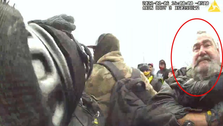 Jacob Zerkle, as captured by body camera video during the U.S. Capitol Riot on Jan. 6, 2021. (Courtesy: FBI)