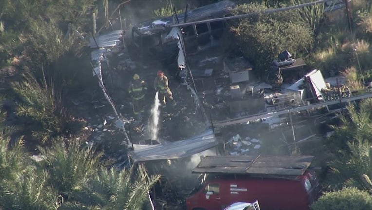 Scene of what was being described as a 'large fire and explosion' in an unincorporated part of Pinal County, Arizona.