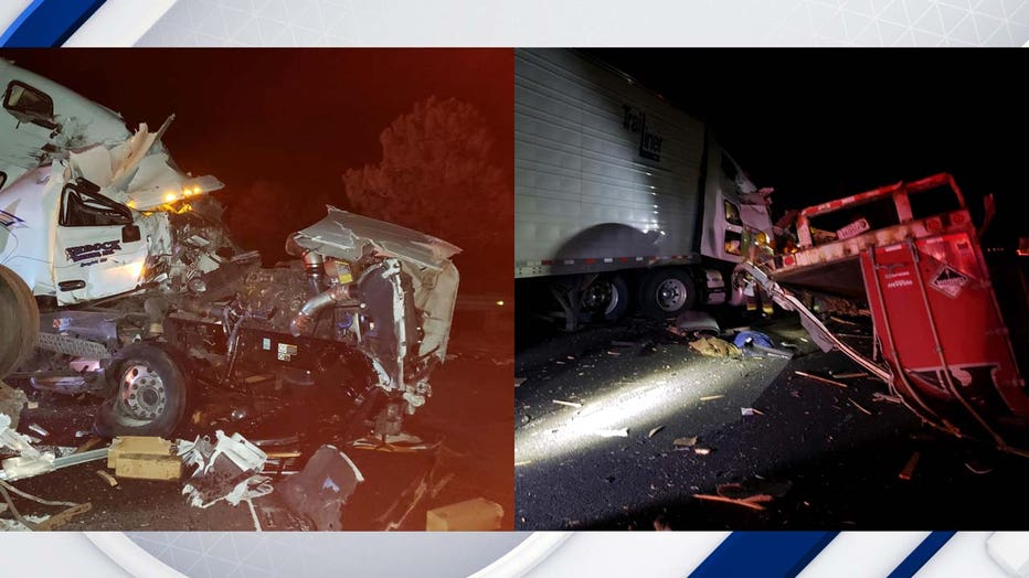 A crash involving 3 tractor-trailers in northern Arizona.