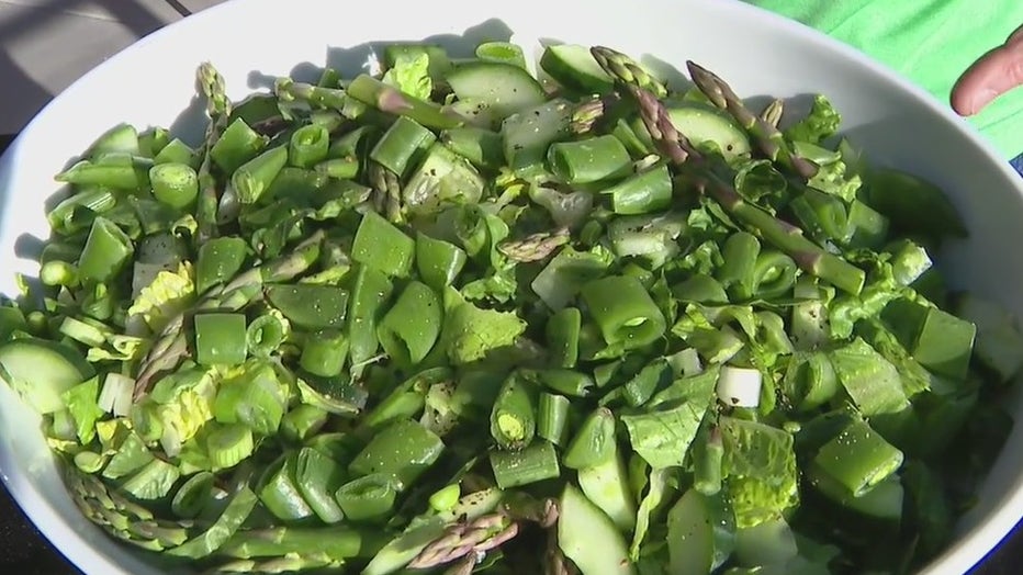 All Things Green Salad with Green Goddess Dressing