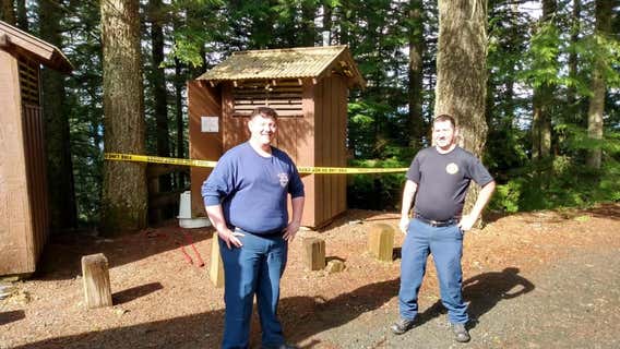 Crews rescue woman who fell in 'vault toilet' in Olympic National Forest after her phone fell in