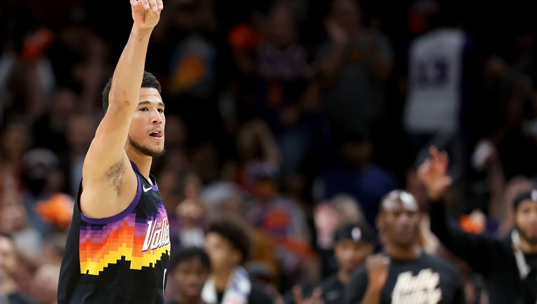 Devin Booker #1 of the Phoenix Suns