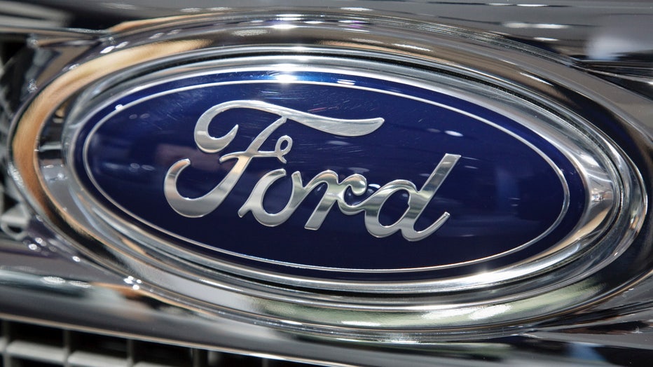Ford logo on a truck at the 2009 North American International Auto Show in Detroit. (Photo by James Leynse/Corbis via Getty Images)