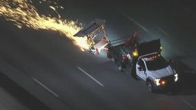 WATCH: Police chase suspect leaves trail of sparks on 10 Freeway
