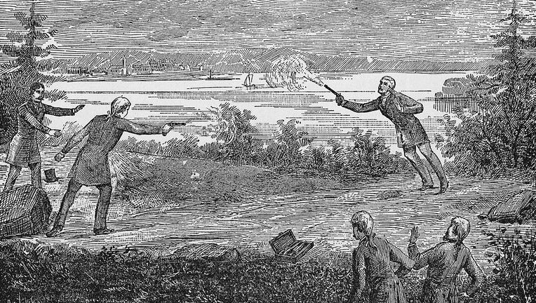 Burr Fatally Wounds Hamilton In Duel