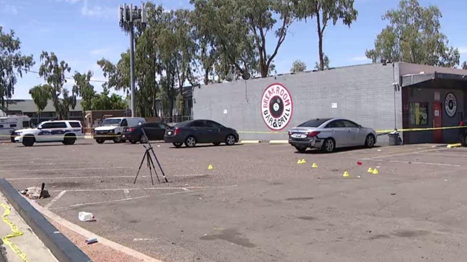 The scene of a shooting at Breakroom Bar & Grill