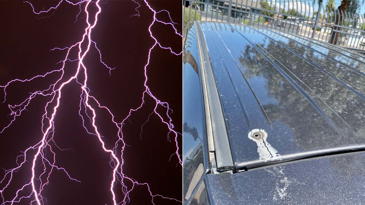Arizona detectives’ SUV struck by lightning in Phoenix