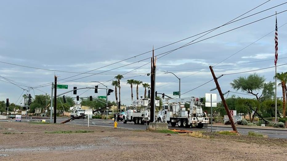 Electricity Restored To Thousands In Peoria After Storms Knock Down   Peoria Power Poles Down 