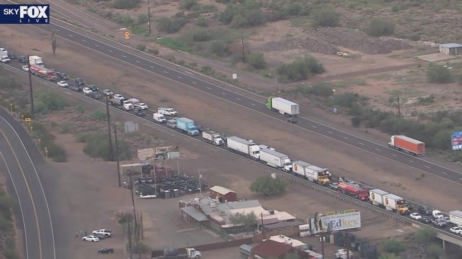 A view of the traffic backup on I-17 NB.