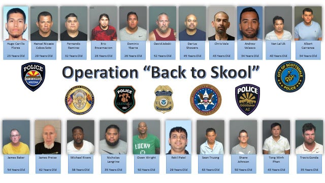 Arizona police arrest 21 men in child sex crimes, human trafficking operation