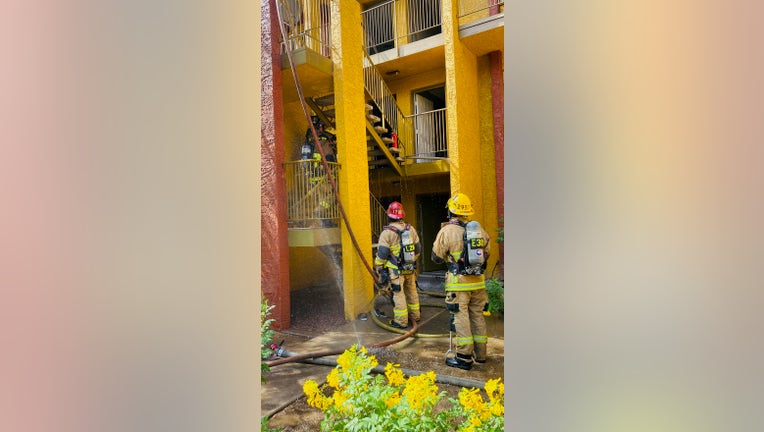 Phoenix firefighters put out an apartment fire near I-17 and Bethany Home Road on Sept. 29.