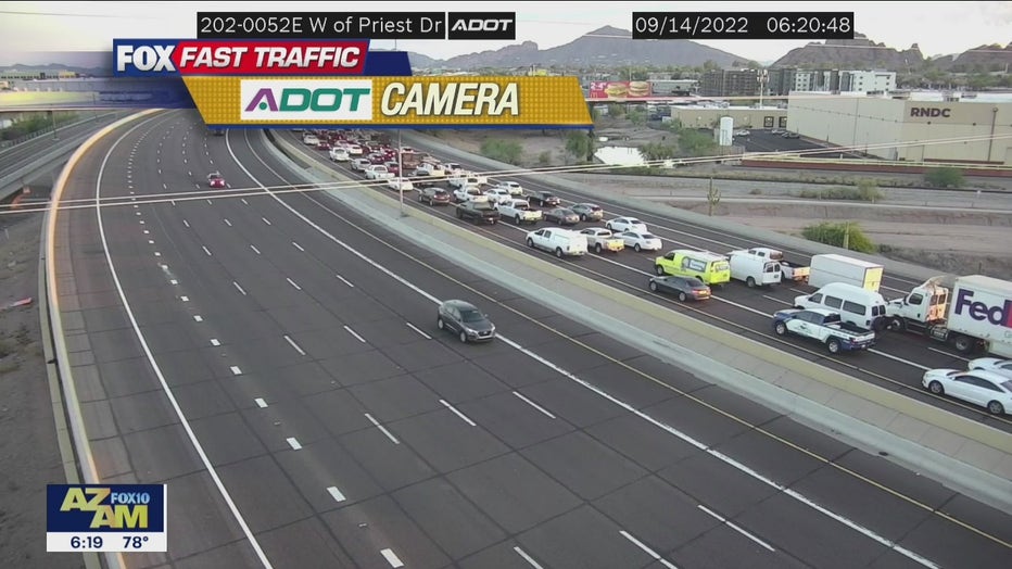 A view of the traffic backup on Loop 202