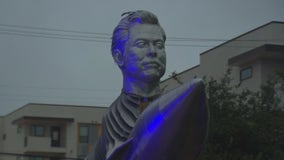 'Goatsgiving': Large Elon Musk GOAT statue delivered to Tesla's Austin headquarters
