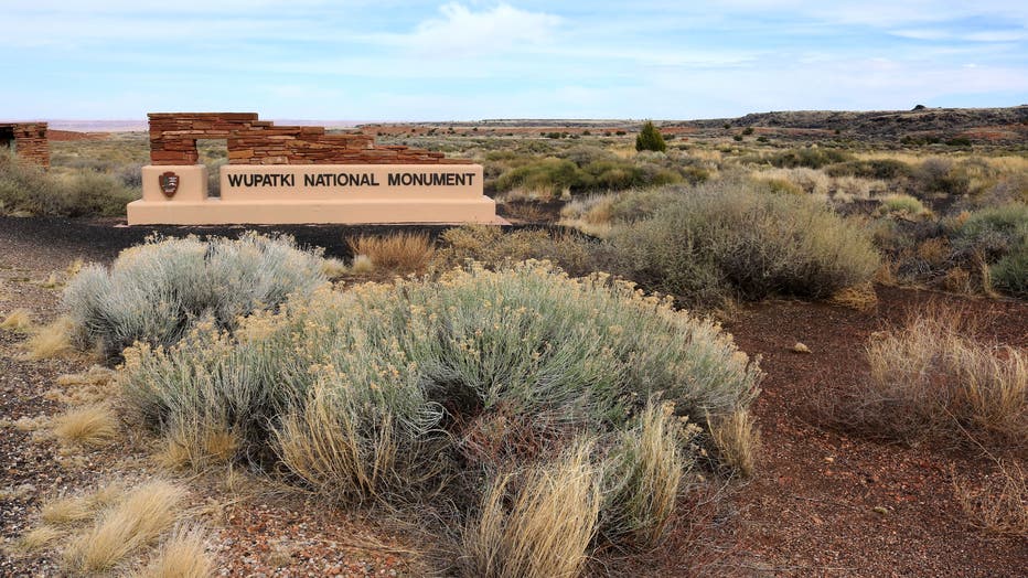 Entrance sign for Wupatki National Monument Arizona