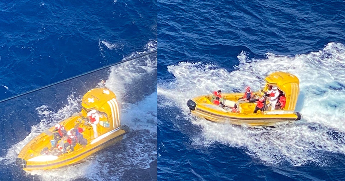 Cuban refugees rescued in the middle of the ocean by cruise ship with ...