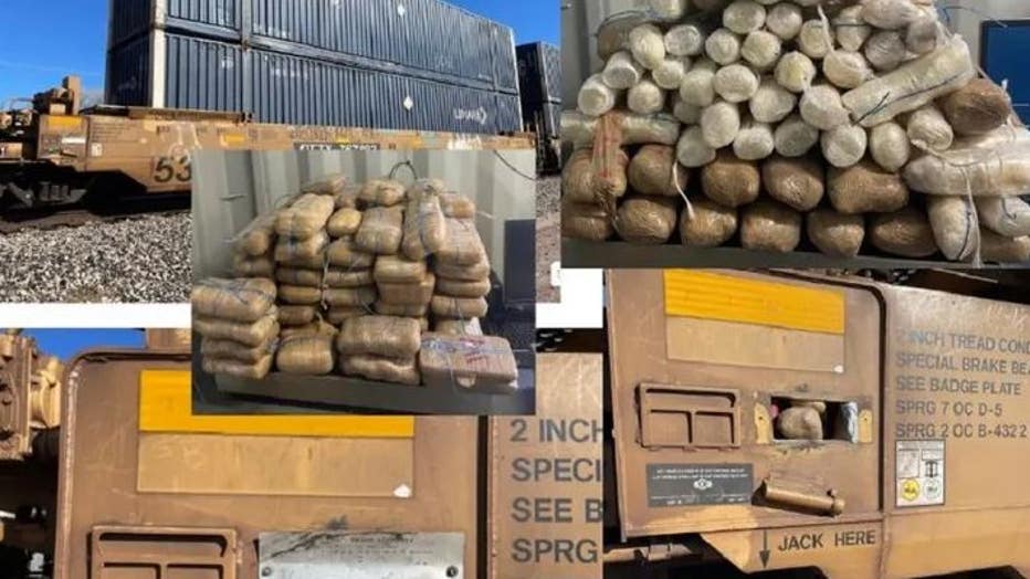 A hidden compartment in a train arriving from Mexico contained more than 700,000 fentanyl pills and methamphetamine, Arizona border officials said. (CBP)