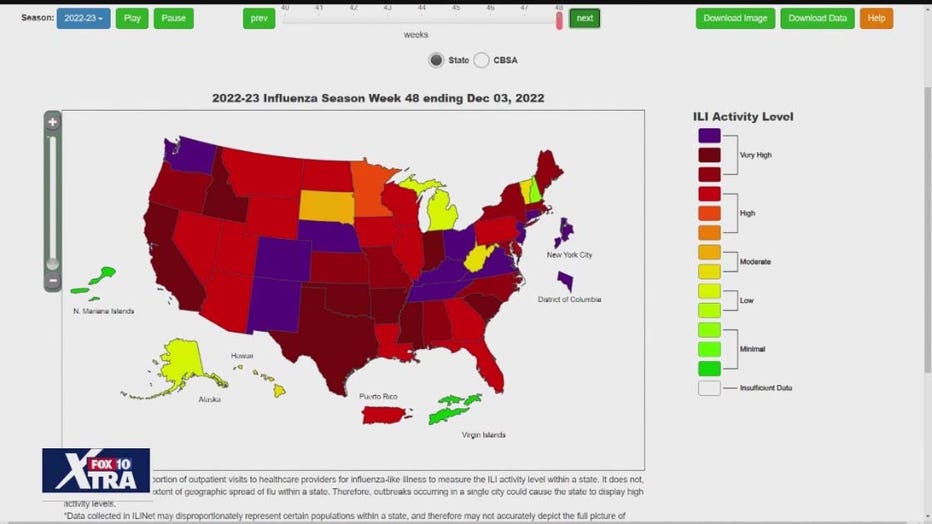 CDC flu map