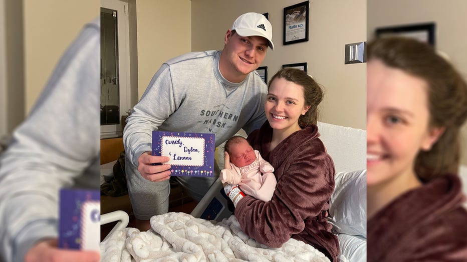 Dylan, Cassidy, and Lennon Scott are pictured in a photo provided by the hospital. All three shared the same December 18th birthday. (Credit: Huntsville Hospital for Women & Children)