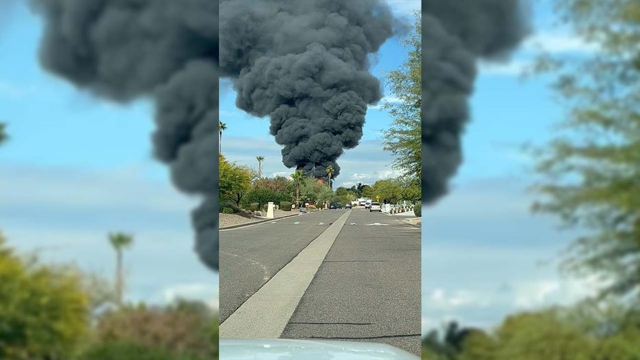 The scene of a large fire in Scottsdale.