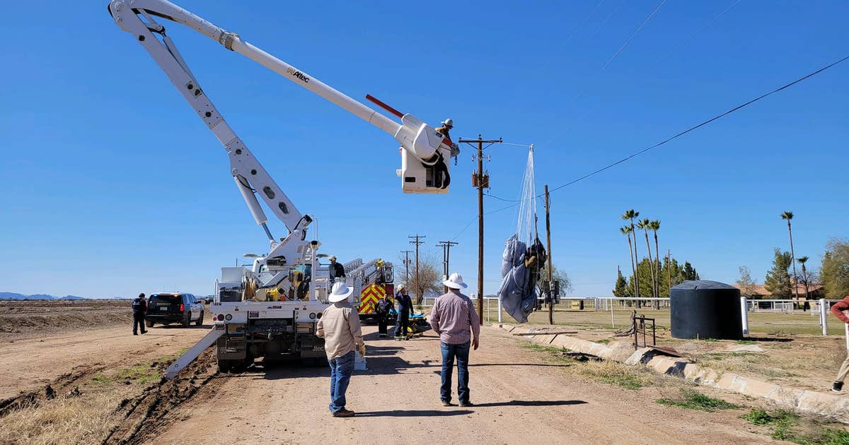 Skydiver rescued in Eloy after parachute gets tangled in power lines ...
