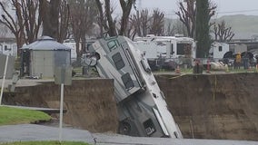 Motorhomes at Valencia RV park swept away into Santa Clara River