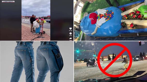 Arizona broom seller gets big surprise, M&M casket, car skiing: Top heartwarming, odd headlines