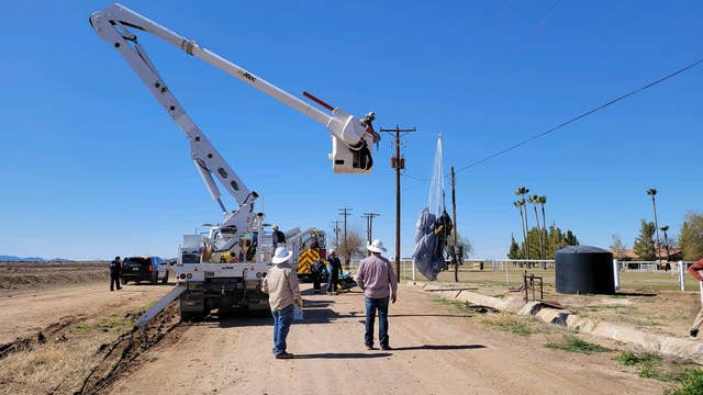 Skydiver rescued in Eloy after parachute gets tangled in power lines