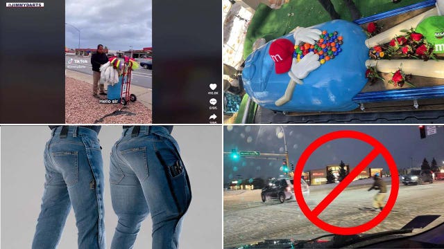 Arizona broom seller gets big surprise, M&M casket, car skiing: Top heartwarming, odd headlines