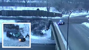 Stolen Kia high-speed chase ends with crash off bridge in Minneapolis