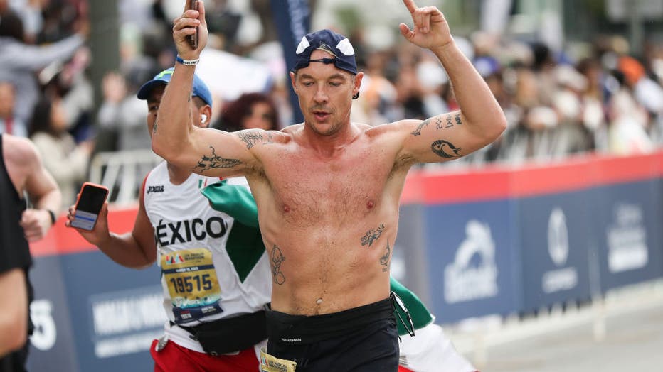 Diplo finishes the Los Angeles Marathon. (Photo by Meg Oliphant/Getty Images)