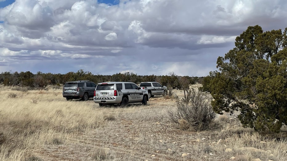 Patrol cars at the scene of a search for a woman who was later found dead in Navajo County. (Courtesy: Navajo County Sheriff's Office)