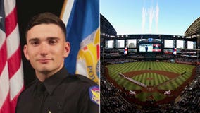 Phoenix Police Officer Tyler Moldovan throws out first pitch at D-backs home opener