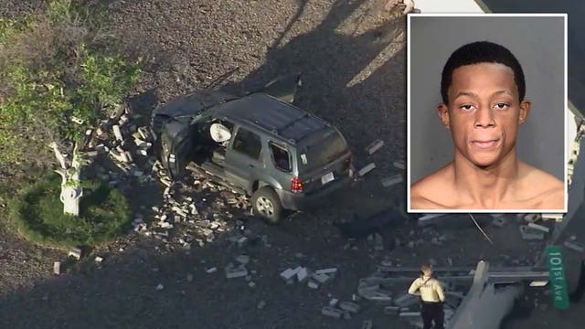 Pursuit ends with crash in Sun City, teen murder suspect in custody