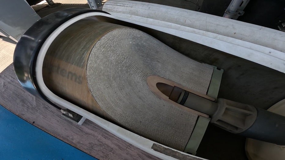 A cut section showing the filter used in the treatment of wastewater at a plant in San Diego, California.