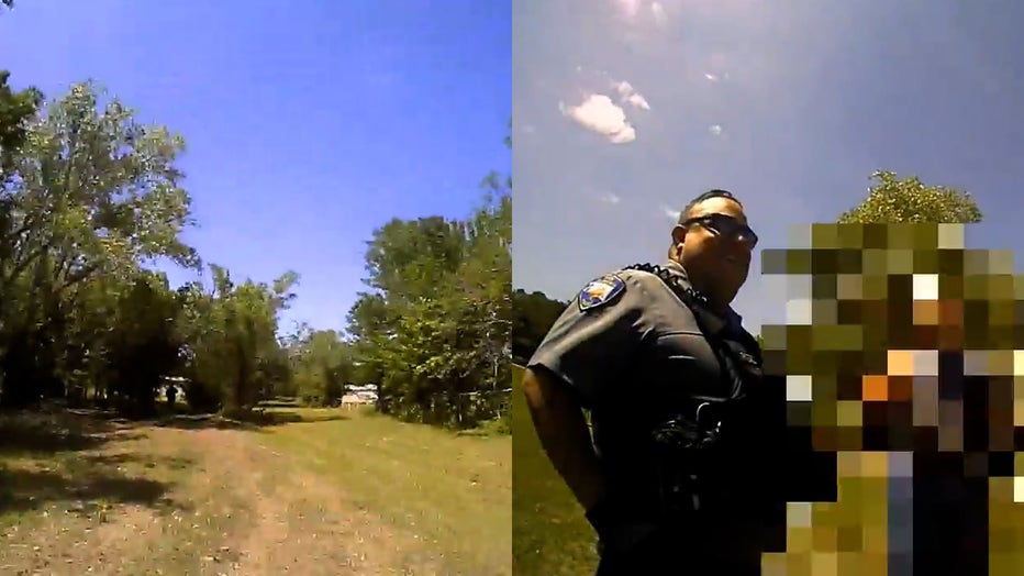 Screengrabs from body camera footage shared by the Enid Police Department are pictured. (Credit: Enid Police Department)