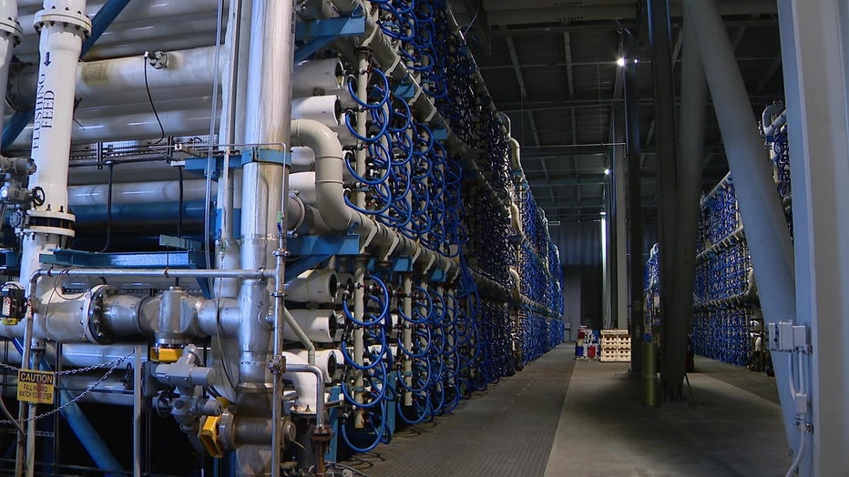 Interior of the desalination plant in Carlsbad, California.