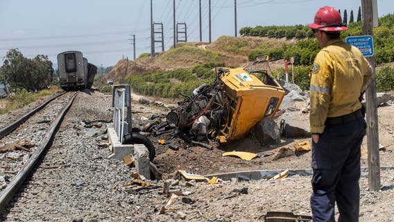 Amtrak train derailment: Crews work to clear tracks in Moorpark