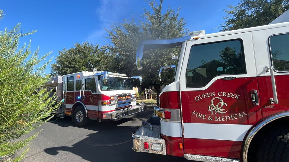 The scene of a house fire in Queen Creek.