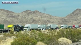 Strong winds topple 9 semis on I-10 in western Arizona