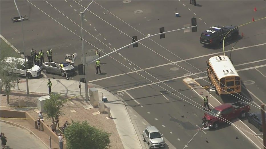 The scene of an 8-car crash in Mesa.