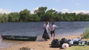 Salt River Tubing: Canoe, beach patrol hard at work picking up trash