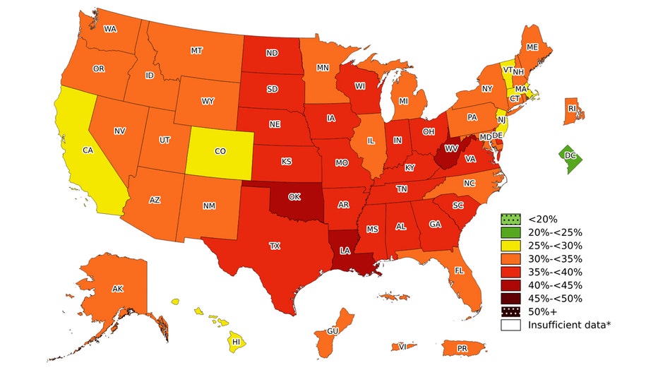CDC 2022 Adult Obesity Prevalence Maps