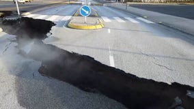 Large crack in Iceland slices through Grindavik roads as volcanic eruption chances remain high