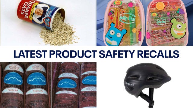 Latest consumer product recalls: More Quaker Oats products, pet food, kids bike helmets, and more