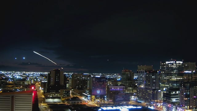 Launch of SpaceX Starlink satellites seen over Phoenix