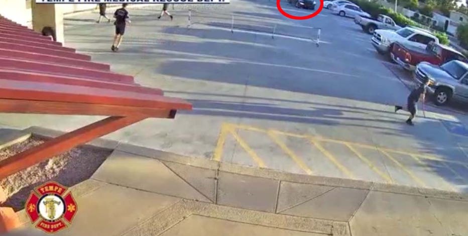 Tempe firefighters playing pickleball nearly hit by speeding car