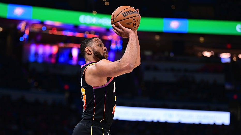 Eric Gordon #23 of the Phoenix Suns goes up for a shot during the second half against the Oklahoma City Thunder at Paycom Center on March 29, 2024 in Oklahoma City, Oklahoma. (Photo by Joshua Gateley/Getty Images)